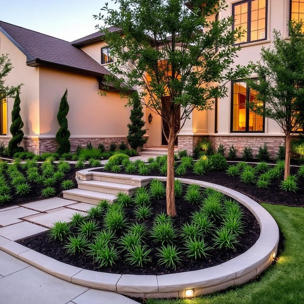 Refreshed front landscape beds with new plantings in Plano, Texas